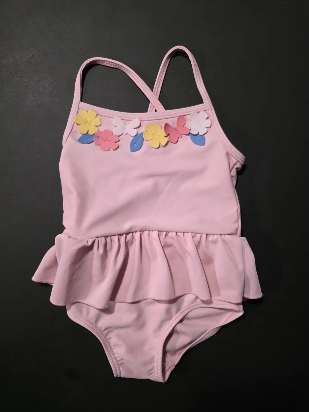 Carter's Light Pink Floral Appliqué Ruffle One-Piece Swimsuit